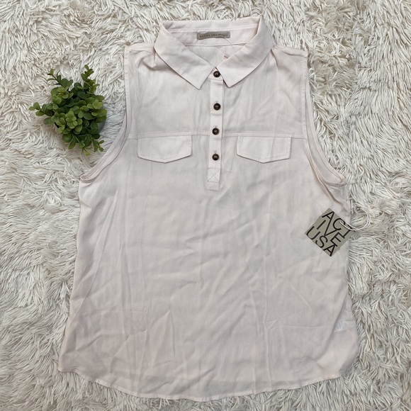 Active USA Sleeveless Collared Blouse 💗 Ivory - Picture 5 of 14